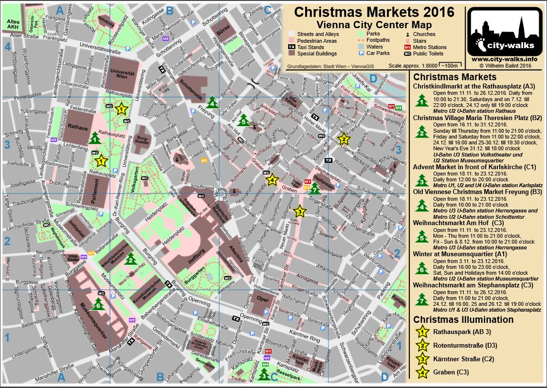 vianocne trhy vieden - mapa